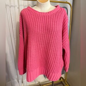 American Eagle Outfitters Vibrant Pink Crew Neck Sweater